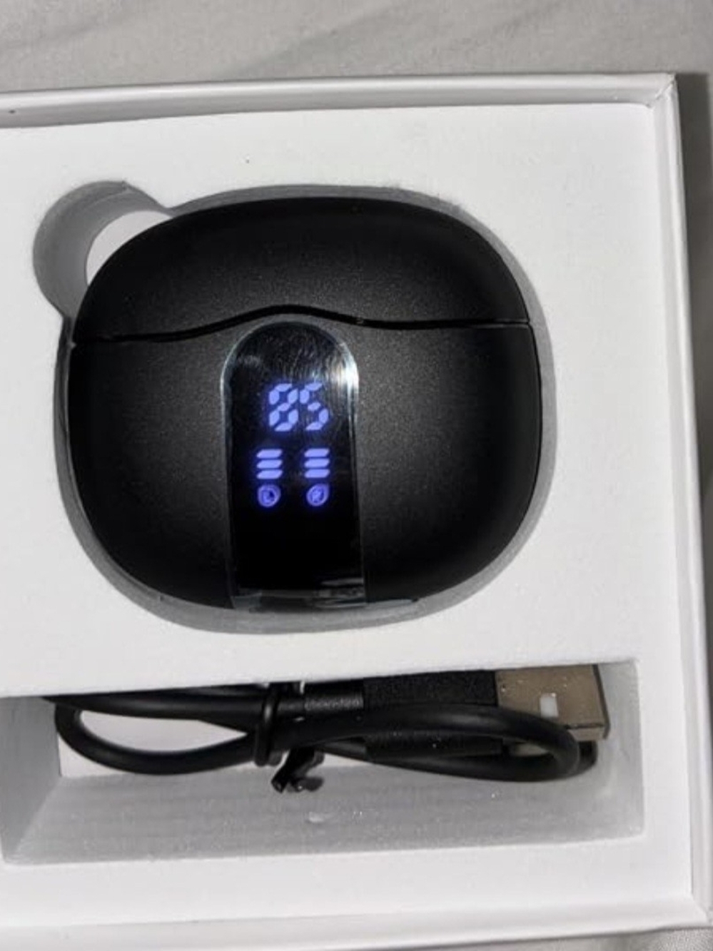 Universal Black Wireless Earbuds Charging Case with LED Battery Display